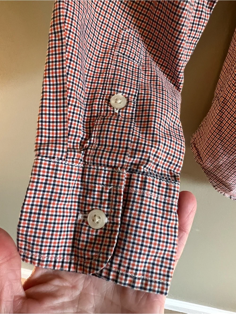 Ralph‎ Lauren Children’s Size 10 | Orange & Navy Small Gingham Button-Down Shirt